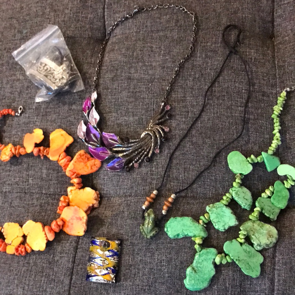 Jewelry Lot Costume stones Frog pendant set w earrings